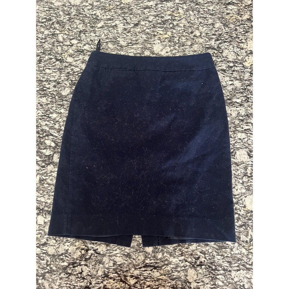 J. Crew Straight & Pencil Skirt Womens 4 Navy Blue Lined Back Zip & Slit Party